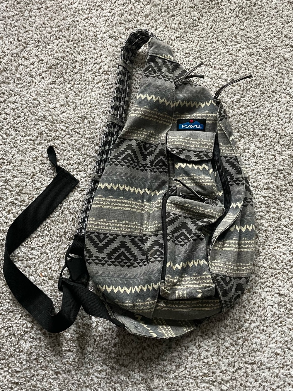 Kavu Gray Tribal-Pattern Sling Bag